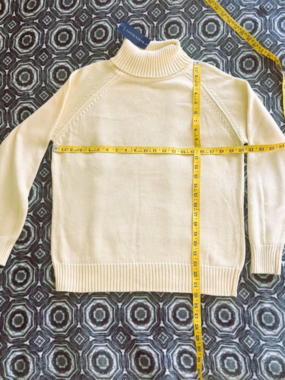 Karen Scott Women's Turtleneck Sweater Medium M Buttercreme 100% Cotton NWT - Picture 2 of 5